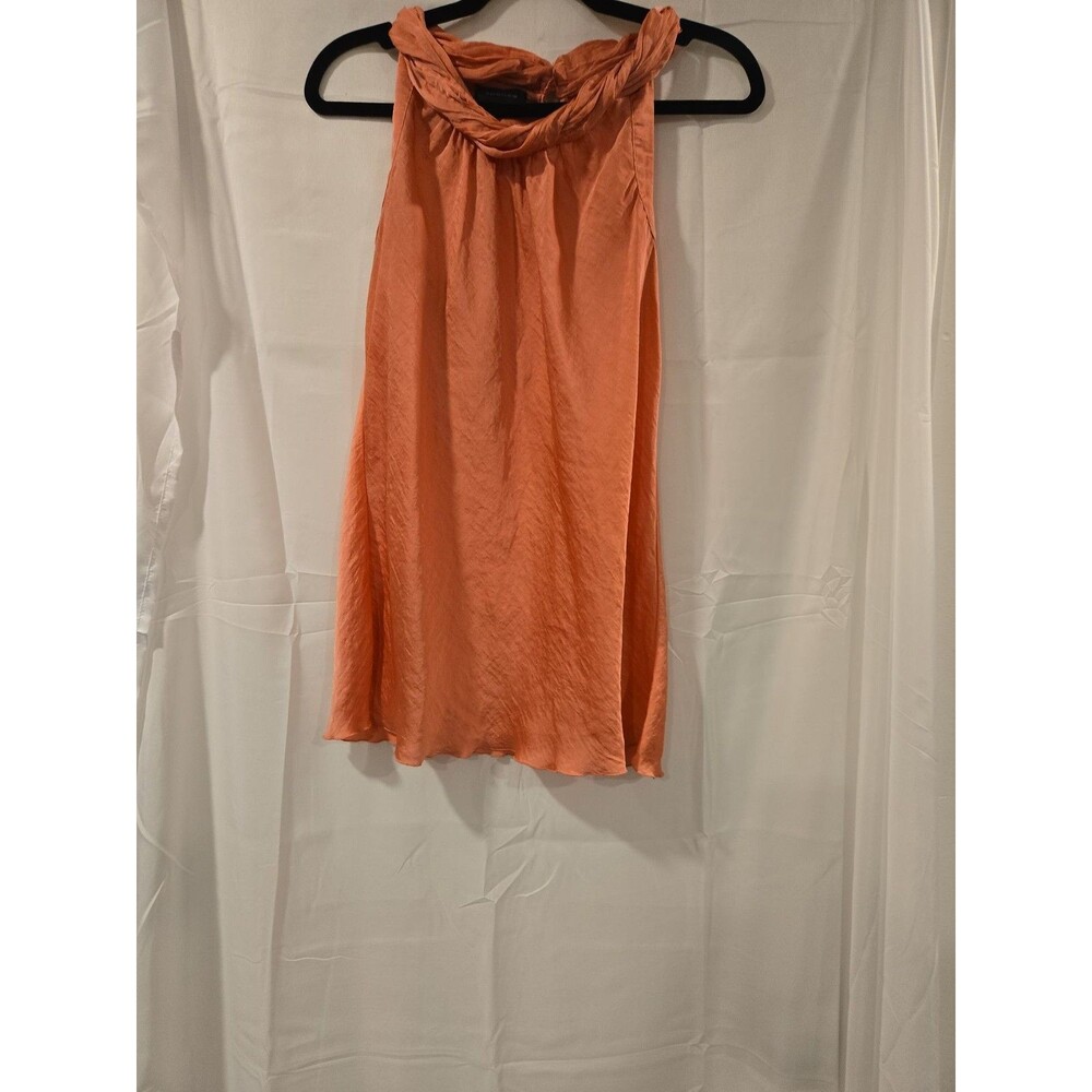 Spense Coral Peach Halter Neck Satin Top